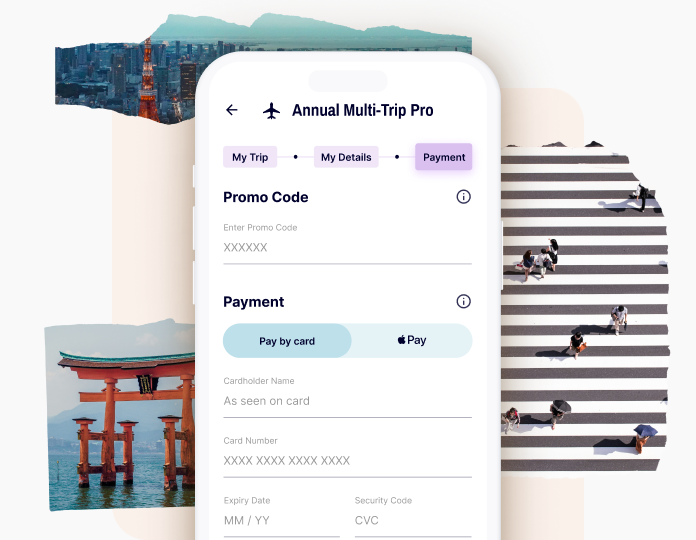 A mobile phone showing the payment page when purchasaing Gigasure Travel Insurane policy for Japan
