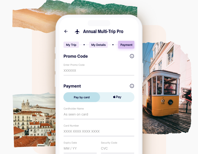 A mobile phone showing the payment page when purchasaing Gigasure Travel Insurane policy for Portugal