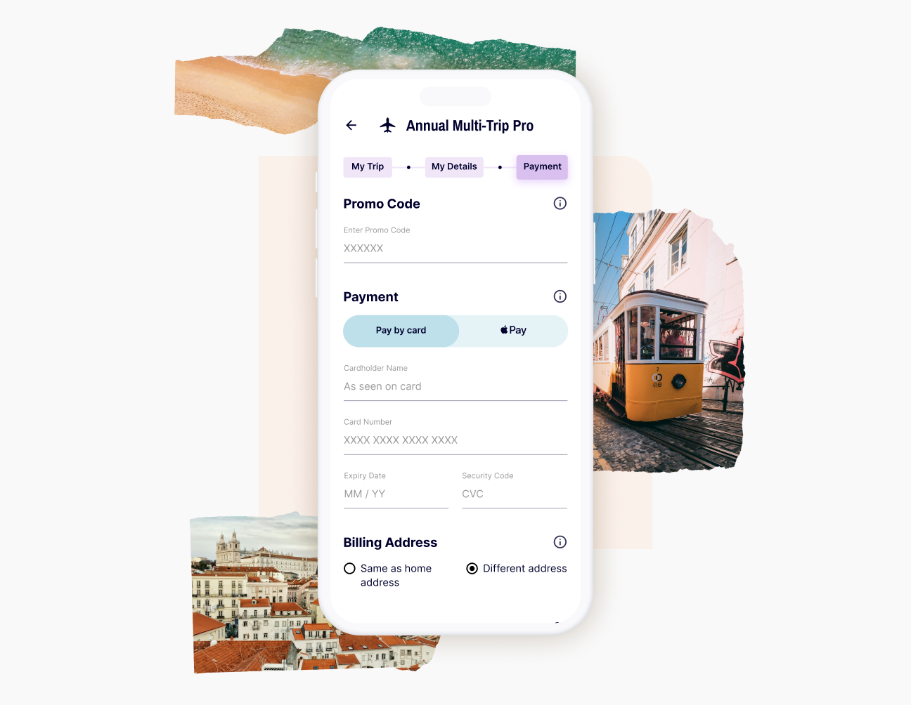 A mobile phone showing the payment page when purchasaing Gigasure Travel Insurane policy for Portugal