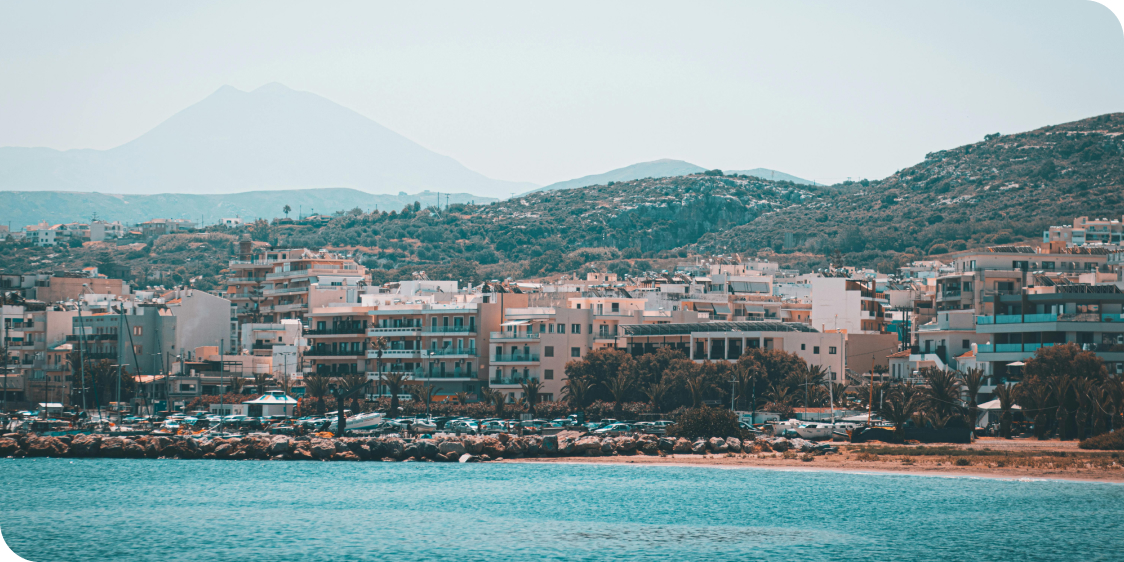 Rethimnon, Greece City Buildings Near the Ocean