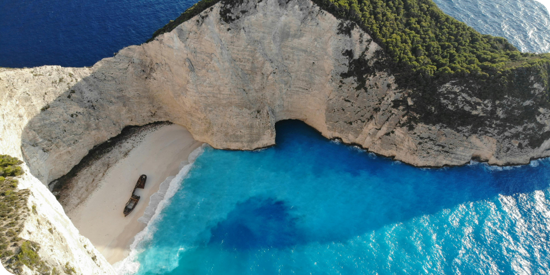 Zakinthos, Greece Aerial View of a Seashore