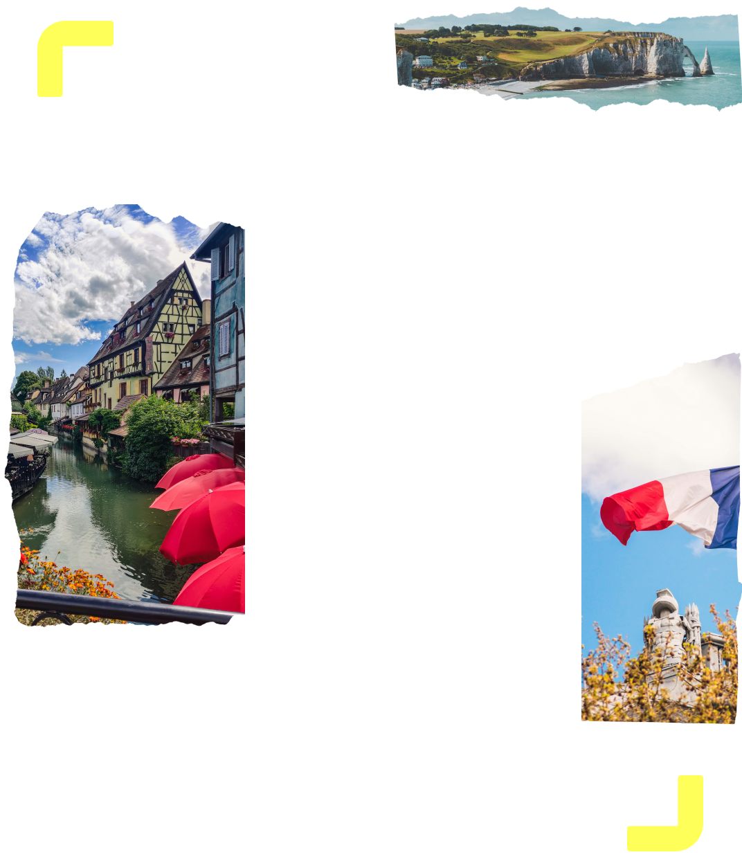 A collage of images with locations from France 