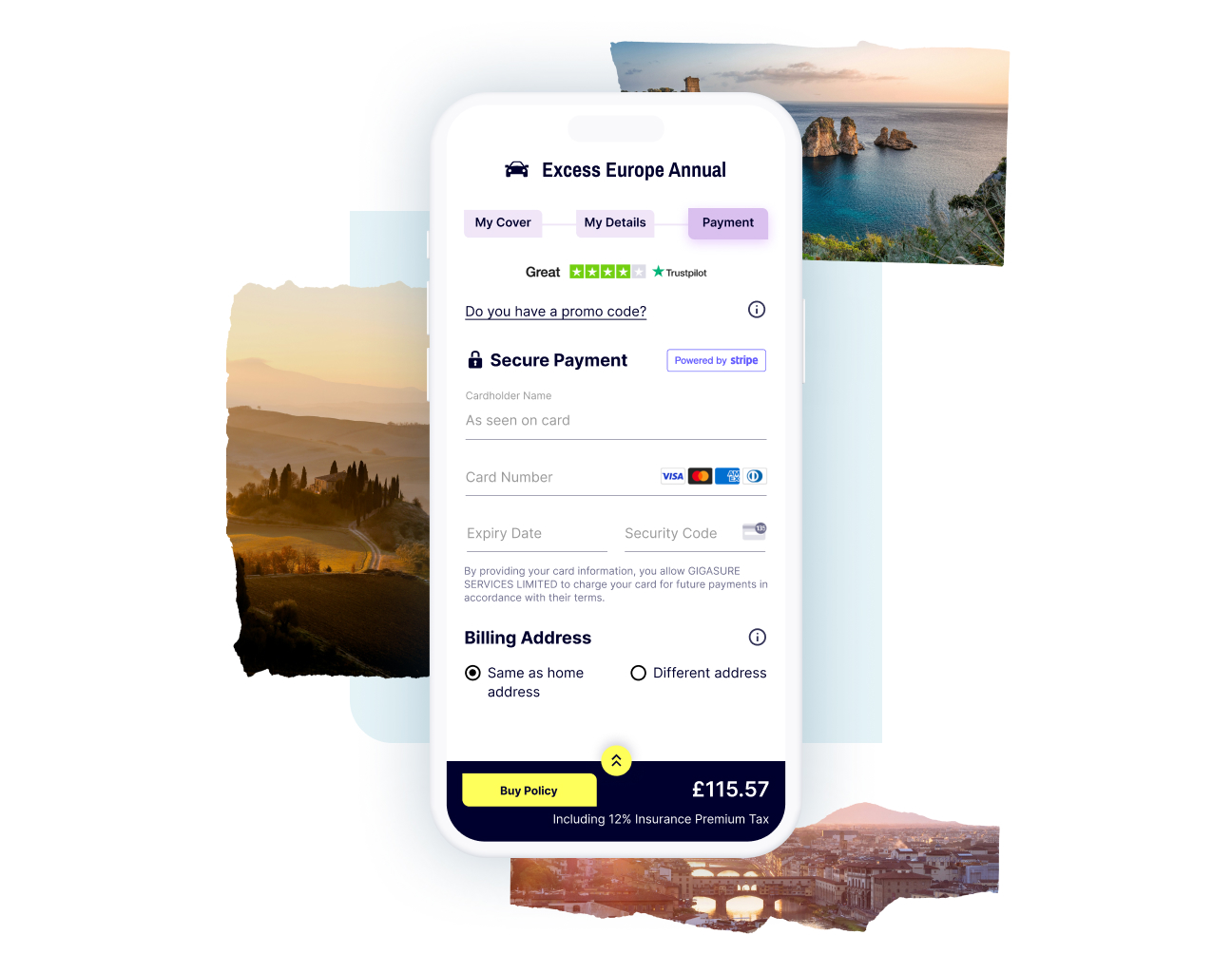  The final step in purchasing your Gigasure Car Hire Excess Insurance for Italy