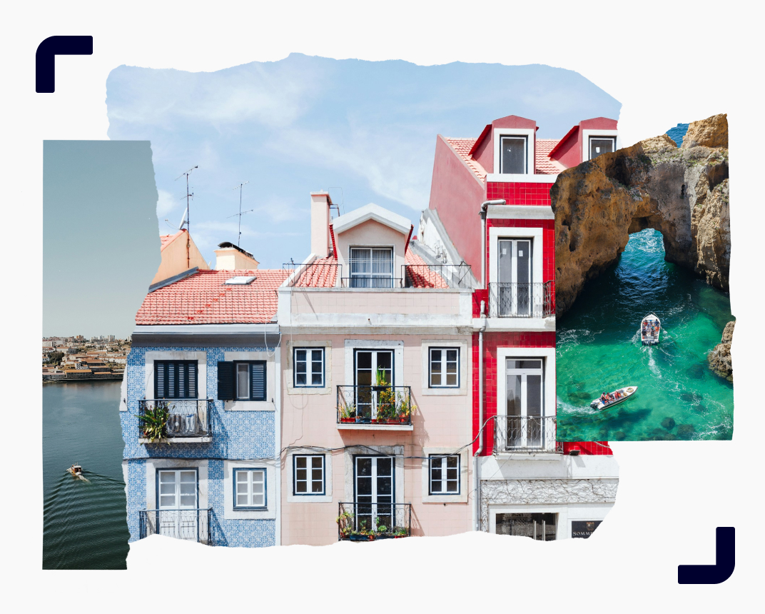 Colourful houses on the Portuegese coastline