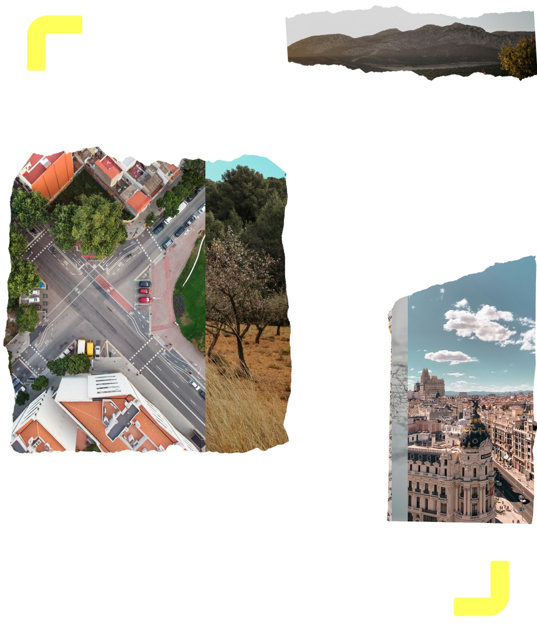 A collage of images with city roads from Spain 
